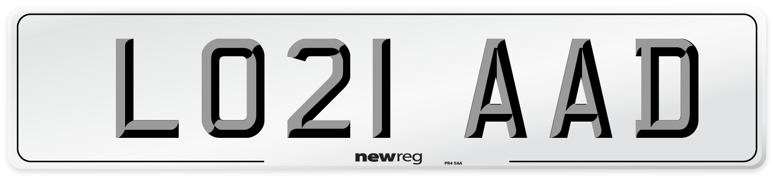 LO21 AAD Number Plate from New Reg